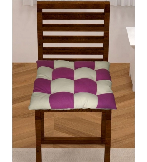 Cotton Blended Solid Chair Cushions (Purple & White, Size: 16x16 In)