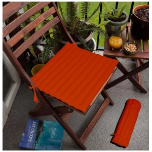 Generic Cotton Blended Solid Chair Cushions (Orange, Size: 16x16 In)