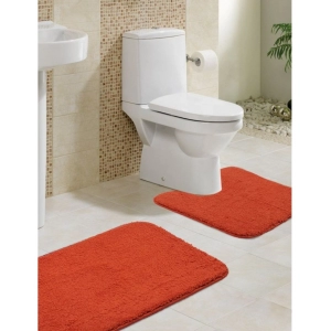 Generic Polyester Solid Bathmats Sets (Orange, Size: 20x30 In)