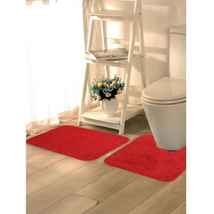 Generic Polyester Solid Bathmats Sets (Red, Size: 20x30 In)