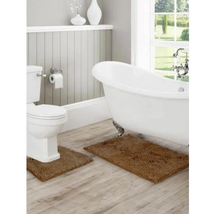 Generic Polyester Knitted Bathmats Sets (Light Brown, Size: 20x30 In)