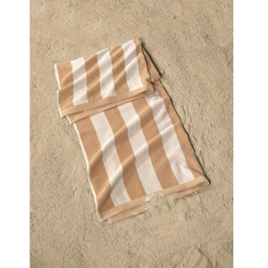 Generic Cotton Striped Bath Towels (Beige & White, Size: 36x71 In)
