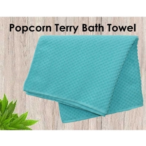 Generic Cotton Popcorn Weave Bath Towels (Aqua Blue, Size: 28x59 In)