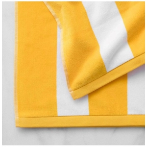 Generic Cotton Solid Bath Towels (Yellow & White, Size: 36x71 In)