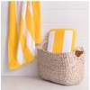 Dropship Cotton Solid Bath Towels (Yellow &amp; White, Size: 36x71 In)