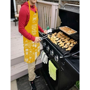 Generic Cotton Printed Aprons (Yellow & White, Size: 24x31 In)