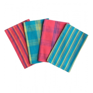 Generic Pack Of_4 Cotton Checkered Kitchen Towel Sets (Multicolor, Size: 15x25 In)