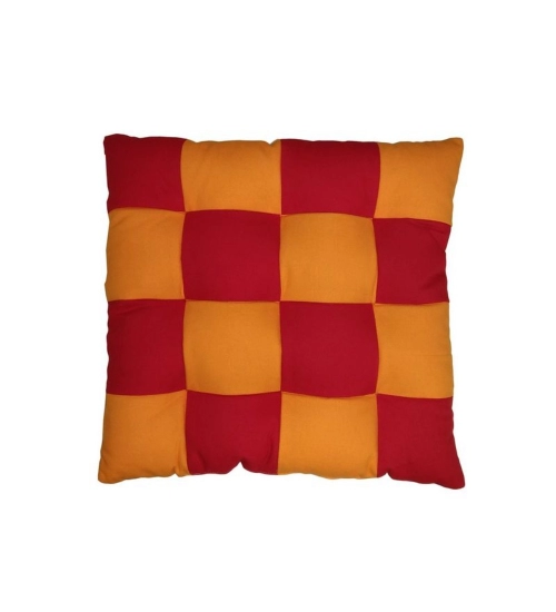 Cotton Blended Solid Chair Cushions (Red & Yellow, Size: 16x16 In)