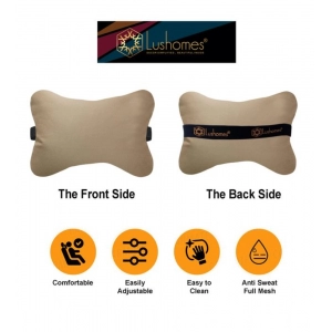 Generic Pack Of_4 Faux Leather Solid Car Pillow Sets (Cream, Size: 12x12 In)