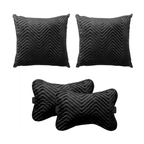 Dropship Pack Of_4 Polyester zig zag Car Pillow Sets (Black, Size: 12x12 In)