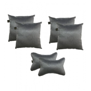Generic Pack Of_6 Polyester Solid Car Pillow Sets (Grey, Size: 12x12 In)