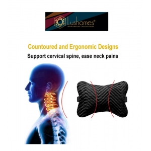 Generic Pack Of_2 Velvet zig zag Bone Neck Pillow (Black, Size: 6x10 In)