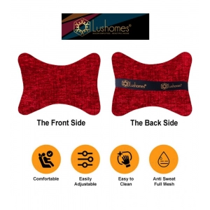 Generic Pack Of_2 Polyester Solid Bone Neck Pillow (Red, Size: 7x11 In)