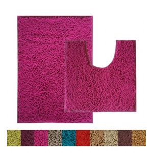 Generic Polyester Knitted Bathmats Sets (Pink, Size: 16x24 In)