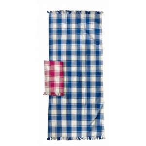 Generic Pack Of_2 Cotton Checked  Bath Towels (Blue & Red, Size: 28x59 In)