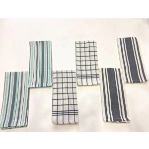 Generic Pack Of_6 Cotton Checkered Kitchen Towel Sets (Grey, Size: 18x28 In)