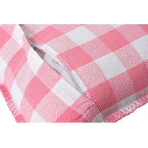 Generic Pack Of_2 Cotton Checkered Cushion Cover With Blanket Stitch (Baby Pink, Size: 12x20 In)