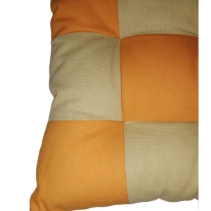 Generic Cotton Blended Solid Chair Cushions (Mustard & Beige, Size: 16x16 In)