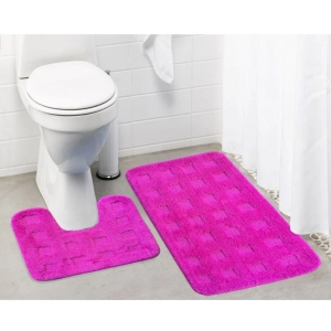 Generic Polyester Knitted Bathmats Sets (Pink, Size: 16x24 In)