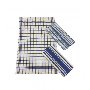 Generic Pack Of_6 Cotton Checkered Kitchen Towel Sets (Blue, Size: 18x28 In)