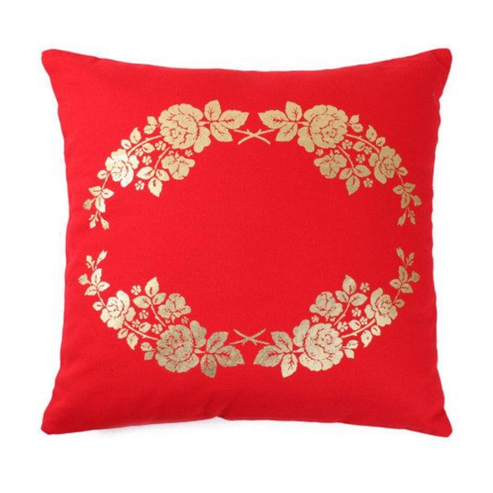 Generic Pack Of_2 Cotton Printed Cushion Cover Sets (Orange, Size: 16x16 In)