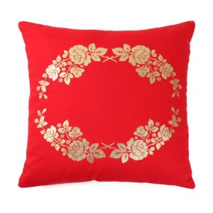Generic Pack Of_2 Cotton Printed Cushion Cover Sets (Orange, Size: 16x16 In)