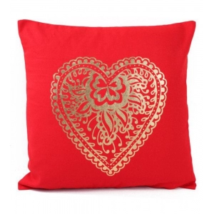 Generic Pack Of_2 Cotton Printed Cushion Cover Sets (Orange, Size: 16x16 In)