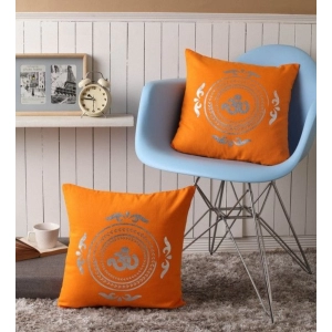 Generic Pack Of_2 Cotton Printed Cushion Cover Sets (Yellow, Size: 16x16 In)