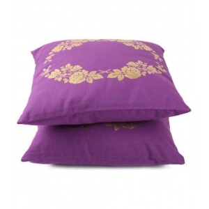 Generic Pack Of_2 Cotton Printed Cushion Cover Sets (Purple, Size: 16x16 In)