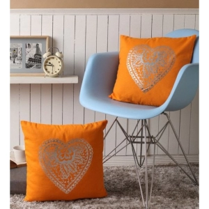 Generic Pack Of_2 Cotton Printed Cushion Cover Sets (Mustard, Size: 16x16 In)