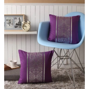 Generic Pack Of_2 Cotton Printed Cushion Cover Sets (Purple, Size: 16x16 In)