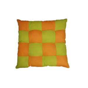 Generic Cotton Blended Solid Chair Cushions (Green & Mustard, Size: 16x16 In)