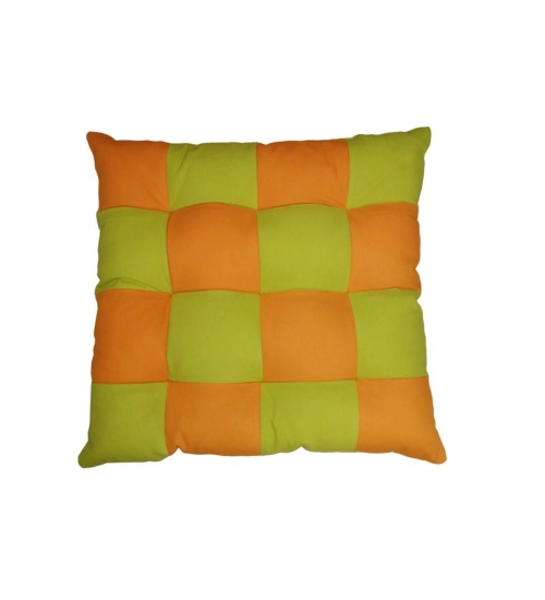 Cotton Blended Solid Chair Cushions (Green & Mustard, Size: 16x16 In)