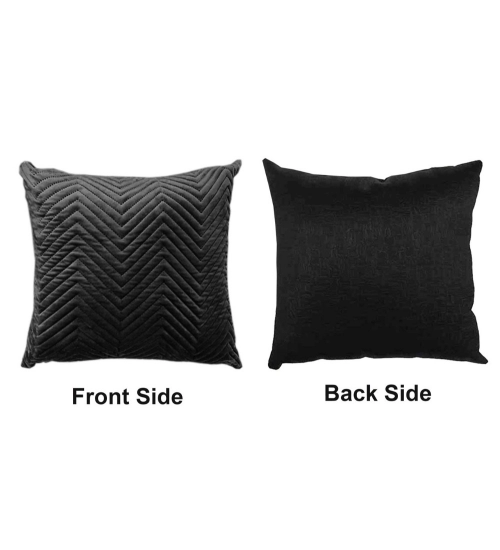 Pack Of_4 Polyester zig zag Car Pillow Sets (Black, Size: 12x12 In)