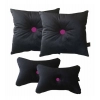 Dropship Pack Of_4 Polyester Solid Car Pillow Sets (Black &amp; Pink, Size: 12x12 In)