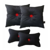 Dropship Pack Of_4 Polyester Solid Car Pillow Sets (Black &amp; Red, Size: 12x12 In)