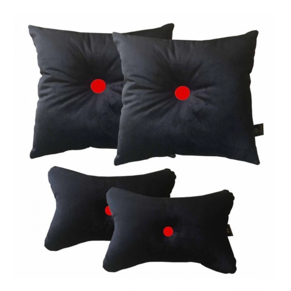 Dropship Pack Of_4 Polyester Solid Car Pillow Sets (Black &amp; Red, Size: 12x12 In)