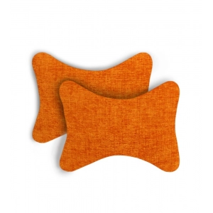 Generic Pack Of_2 Polyester Solid Bone Neck Pillow (Orange, Size: 7x11 In)