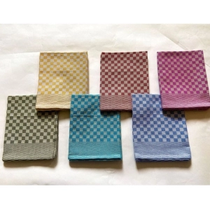 Generic Pack Of_6 Cotton Checkered Kitchen Towel Sets (Maroon, Size: 18x28 In)