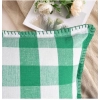 Dropship Pack Of_2 Cotton Checkered Cushion Cover With Blanket Stitch (Green, Size: 12x20 In)