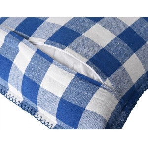 Generic Pack Of_2 Cotton Checkered Cushion Cover With Blanket Stitch (Blue, Size: 12x20 In)