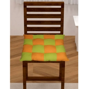 Generic Cotton Blended Solid Chair Cushions (Green & Mustard, Size: 16x16 In)