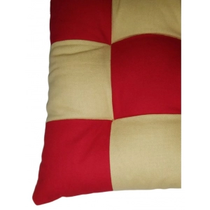 Generic Cotton Blended Solid Chair Cushions (Red & Beige, Size: 16x16 In)