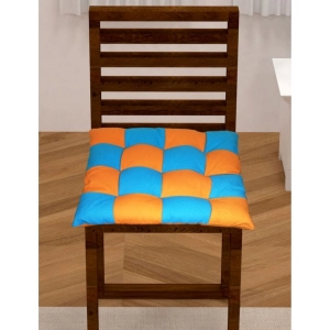 Generic Cotton Blended Solid Chair Cushions (Beige & Orange, Size: 16x16 In)