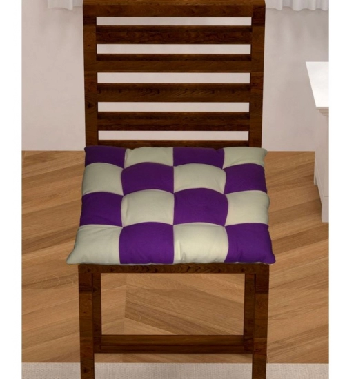 Cotton Blended Solid Chair Cushions (Purple & Beige, Size: 16x16 In)