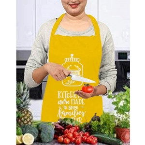 Generic Cotton Printed Aprons (Yellow & White, Size: 24x31 In)