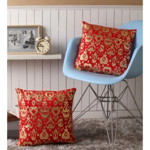 Generic Pack Of_2 Cotton Printed Cushion Cover Sets (Red, Size: 16x16 In)
