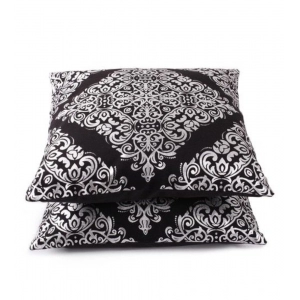 Generic Pack Of_2 Cotton Printed Cushion Cover Sets (Black, Size: 16x16 In)