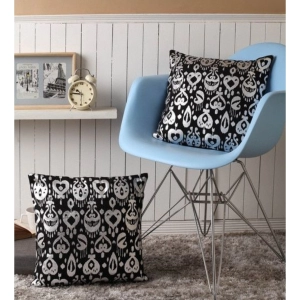 Generic Pack Of_2 Cotton Printed Cushion Cover Sets (Black, Size: 16x16 In)