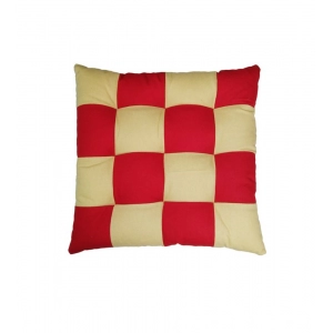 Generic Cotton Blended Solid Chair Cushions (Red & Beige, Size: 16x16 In)